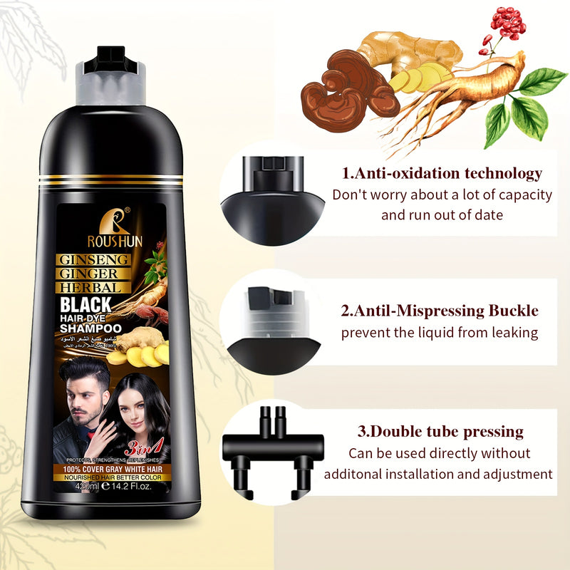 14.2oz Black Hair Color Shampoo For Gray Hair