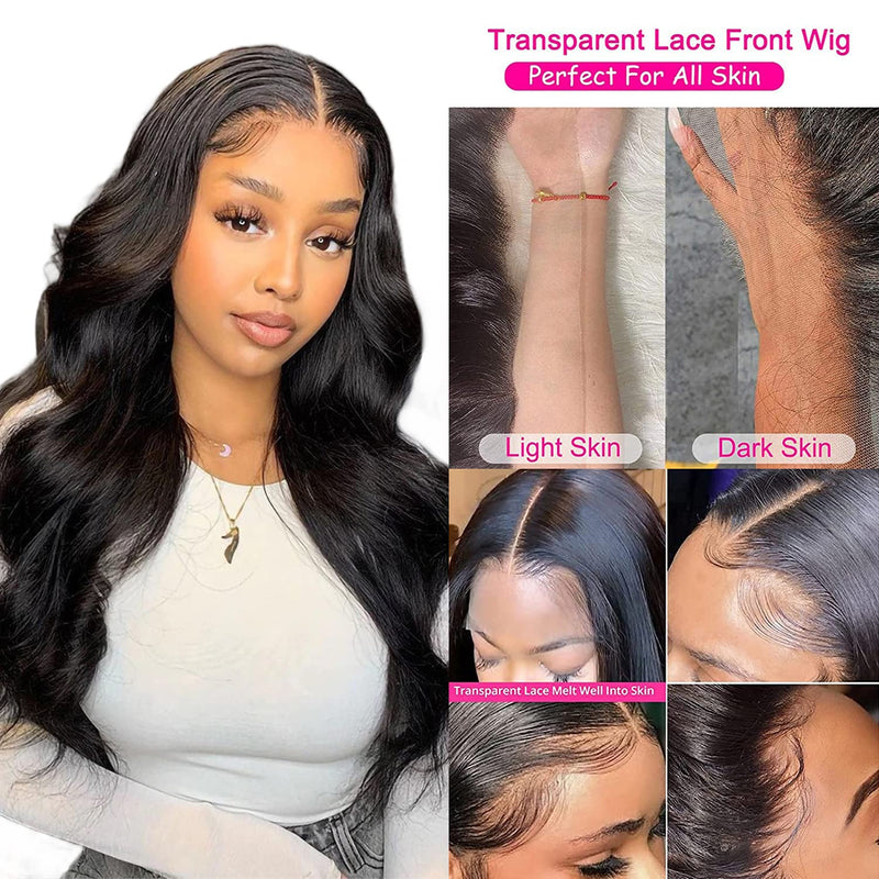 150% Density Body Wave Lace Front Hair Wigs 4*1 Transparent