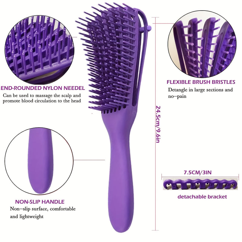 Purple Detangling Brush Set For Curly Hair