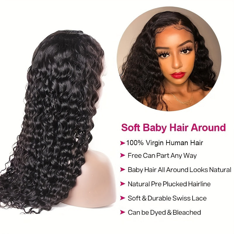 Deep Wave 360 Lace Front Wigs Human Hair 180%