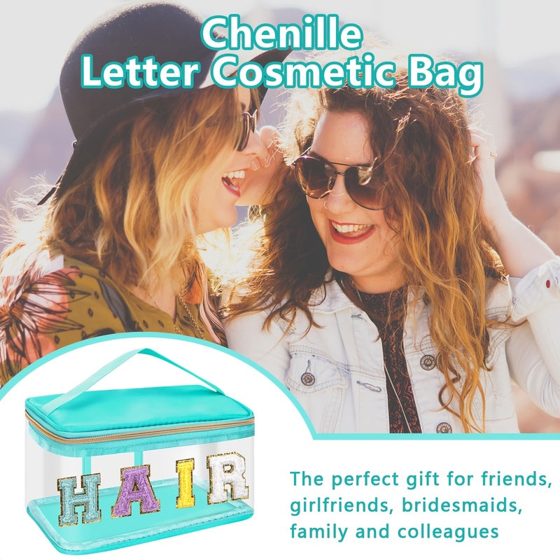 Chenille Letter Clear Makeup Bags Hair Pouch