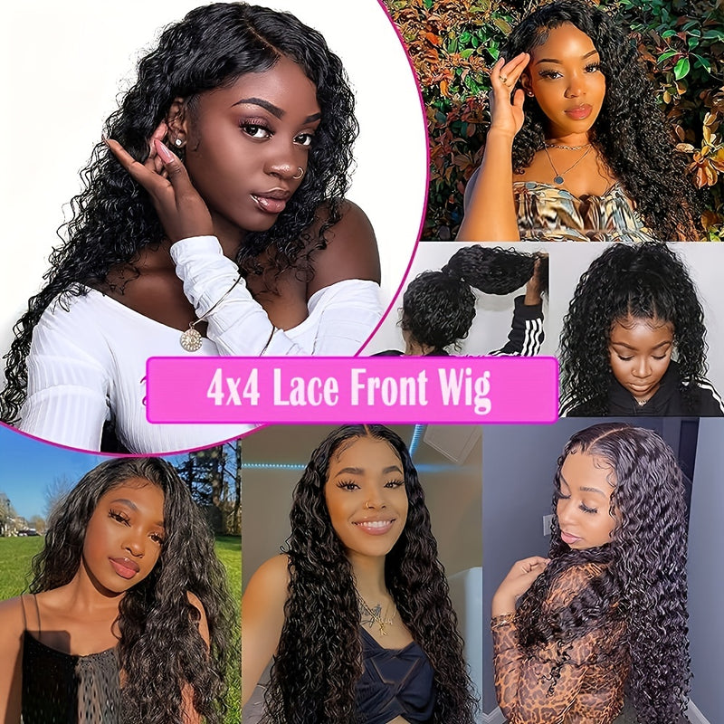 Deep Wave Lace Front Wigs Human Hair 4X4