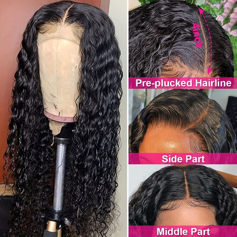 Deep Wave Lace Front Wigs Human Hair 4X4