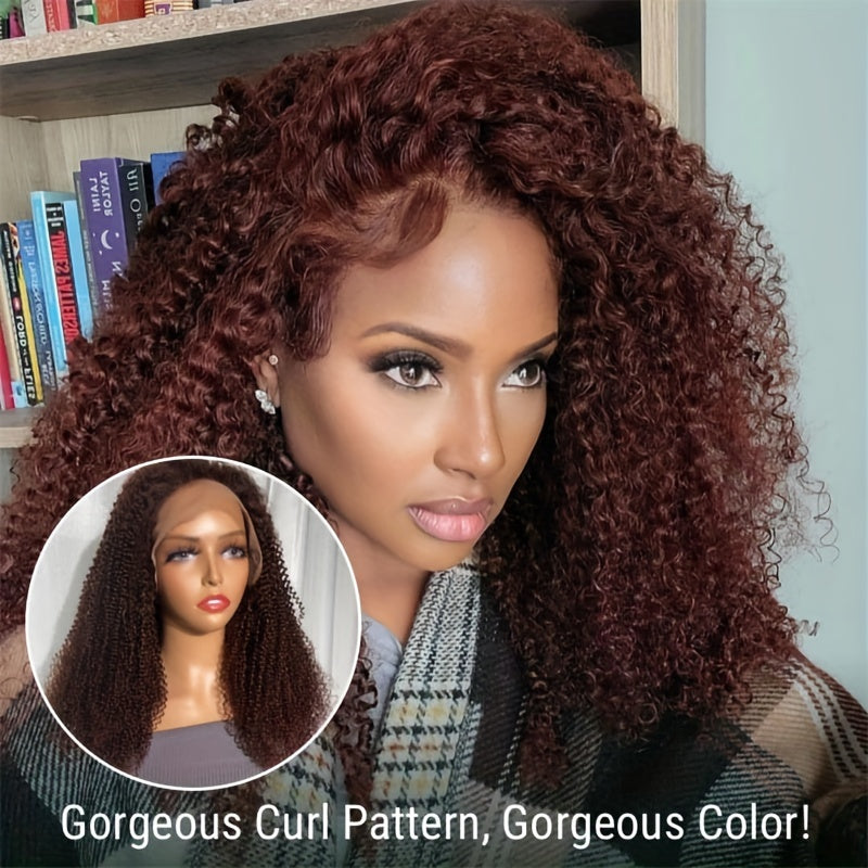 Kinky Curly Reddish Brown 13X4 Transparent