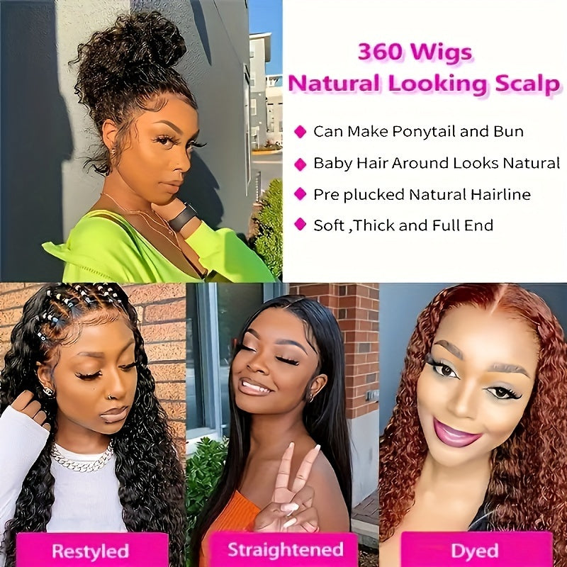 Deep Wave 360 Lace Front Wigs Human Hair 180%