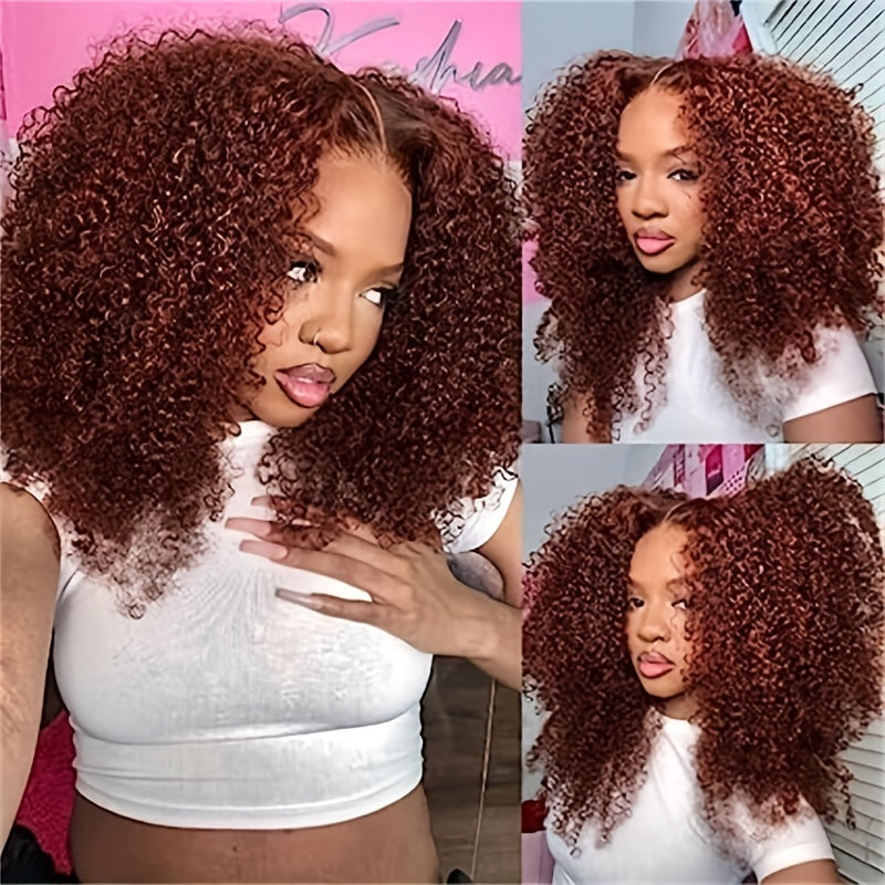 Kinky Curly Reddish Brown 13X4 Transparent