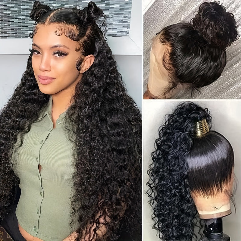 Deep Wave 360 Lace Front Wigs Human Hair 180%